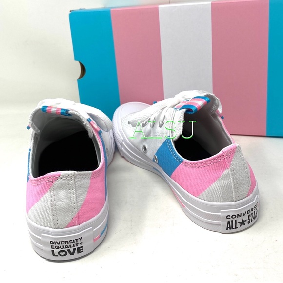 💖MEGA SALE💖Converse Ctas  White 90s Pink Blue Transgender 🏳️‍⚧️ Trans 167760C - Picture 8 of 8